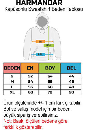 21 St Baskılı Unisex Siyah Kanguru Cepli Kapüşonlu Sweatshirt Hoodie | XL