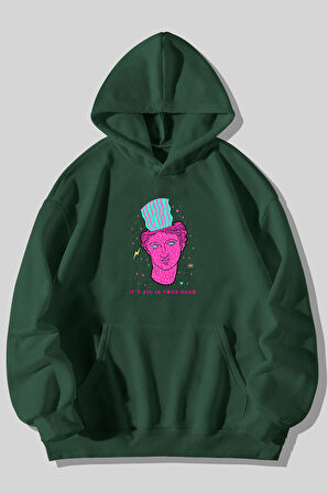 Acid Head Baskılı Unisex Kanguru Cepli Kapüşonlu Sweatshirt Hoodie | L