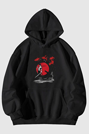 Korsan Zoro Baskılı Unisex Kanguru Cepli Kapüşonlu Sweatshirt Hoodie | L
