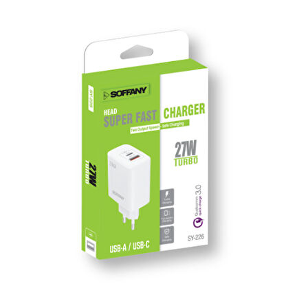 SY-226 USB-A + USB-C Turbo Şarj Başlığı