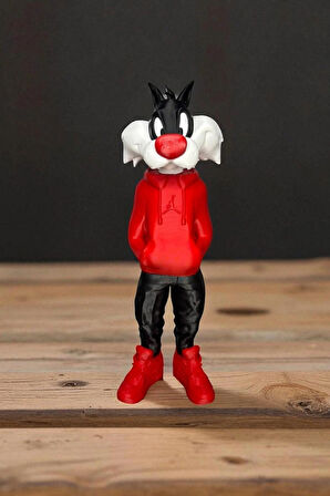 25 CM 3D baskı Sylvester figürü, Looney Tunes figür, çizgi film figürü