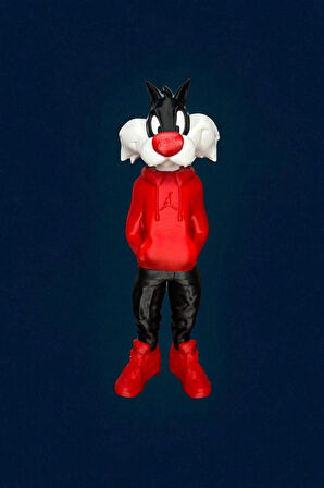25 CM 3D baskı Sylvester figürü, Looney Tunes figür, çizgi film figürü