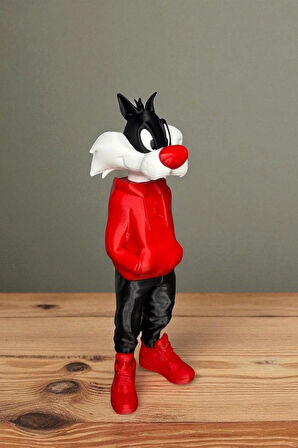 25 CM 3D baskı Sylvester figürü, Looney Tunes figür, çizgi film figürü