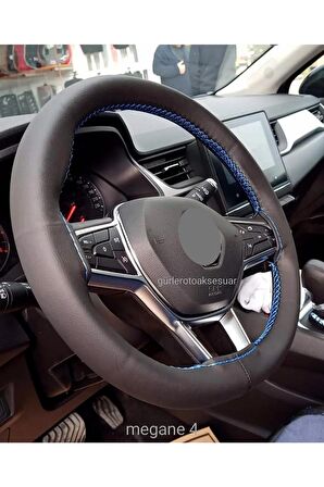 Renault Symbol Uyumlu Mavi Ipli Dikmeli Direksiyon Kılıfı (11,CM-KALIN DİREKSİYON)