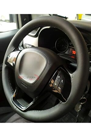 Renault Symbol Uyumlu Deri Dikmeli Direksiyon Kılıfı Soft Siyah Ipli 38×11cm