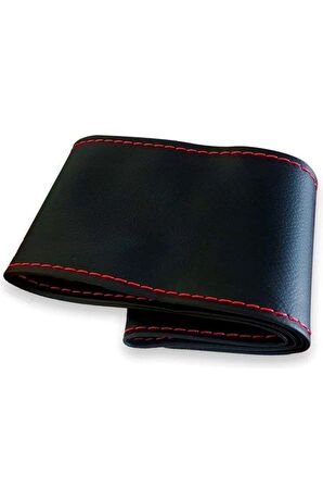 Renault Symbol Uyumlu Deri Dikmeli Direksiyon Kılıfı Soft Kırmızı Ipli 38×11cm