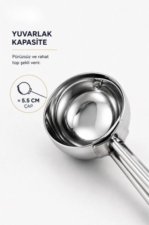 **Paslanmaz Çelik Yaylı Dondurma Kaşığı | Dondurma Topu Yapıcı, Kurabiye Hamuru ve Meyve Topu Servis Kaşığı**