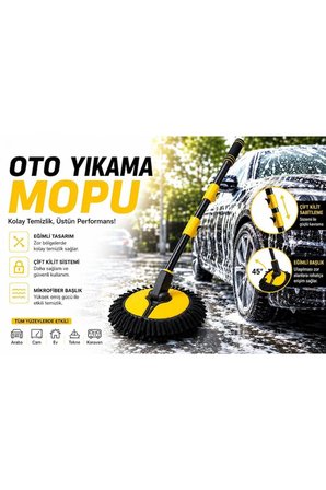 **Teleskopik Saplı Mikrofiber Oto Yıkama Fırçası | Araç Yıkama Mopu, Çizmez Araç Temizlik Fırçası | Otomobil, SUV ve Cam Temizleme Aparatı**