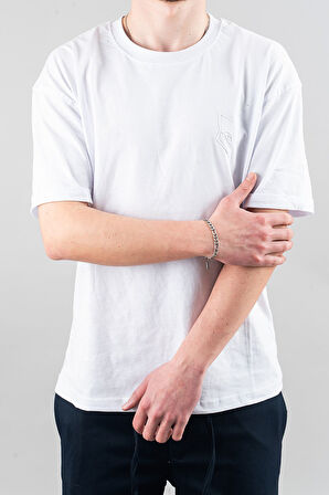 Erkek Özel Bisiklet Yaka Tişört Basic Yarı Owersize Düz Baskılı T-Shirt