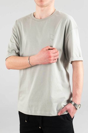 Erkek Özel Bisiklet Yaka Tişört Basic Yarı Owersize Düz Baskılı T-Shirt