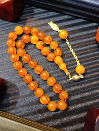 SIKMA KEHRİBAR TESBİH AMBER RENKLİ