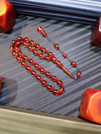 AMBER RENKLİ ATEŞ KEHRİBAR TESBİH