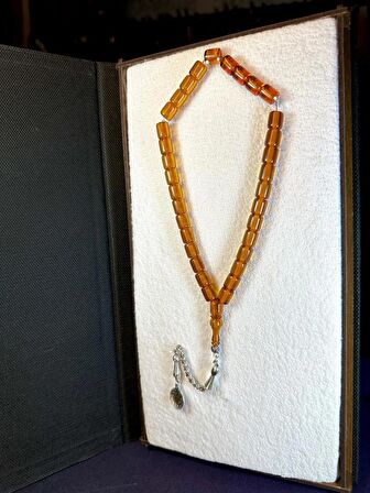 ÇUBUK KEHRİBAR TESBİH BAL RENKLİ KAPSÜL KESİM T-127