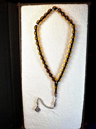 SARI - ŞEFFAF ÇUBUK KEHRİBAR TESBİH KAPSÜL KESİM T-129