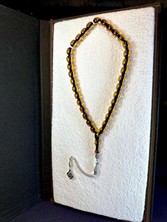 SARI - ŞEFFAF ÇUBUK KEHRİBAR TESBİH KAPSÜL KESİM T-129