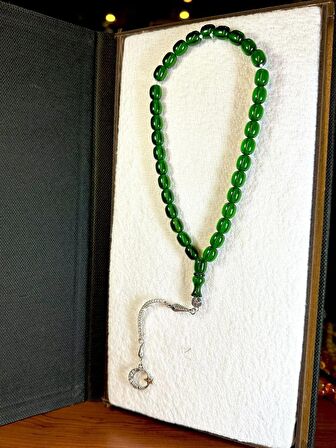 ÇUBUK KEHRİBAR TESBİH YEŞİL RENK KAPSÜL KESİM T-151