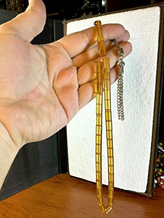 SARI RENK KESME KESİM ATEŞ KEHRİBAR TESBİH T-153