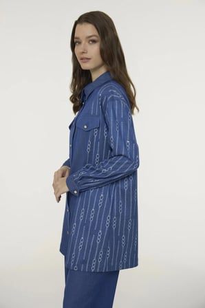 T-1663 LUMİRA TUNİK 42-48 Mavi Tunik
