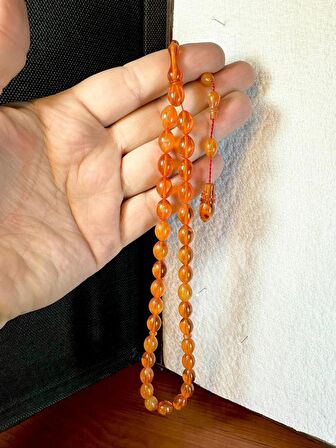 SIKMA KEHRİBAR TESBİH TURUNCU RENKLİ BEYZİ KESİM T-180