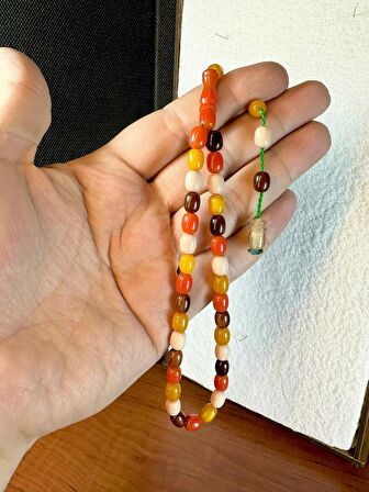 SIKMA KEHRİBAR TESBİH BİLEK BOY BONİBON RENKLİ KAPSÜL KESİM T-181