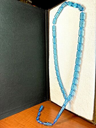 MAVİ RENKLİ UÇAK CAMI TESBİH KAPSÜL KESİM BÜYÜK BOY T-208
