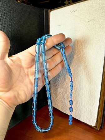 MAVİ RENKLİ UÇAK CAMI TESBİH KAPSÜL KESİM BÜYÜK BOY T-208