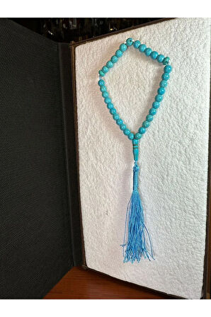 FİRUZE TAŞI TESBİH 8 MM KÜRE KESİM TURKUAZ RENK T-245