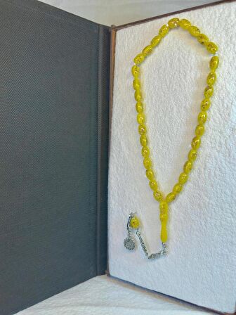 Altın Varaklı Tesbih Kapsül Kesim Sarı Renkli T-28