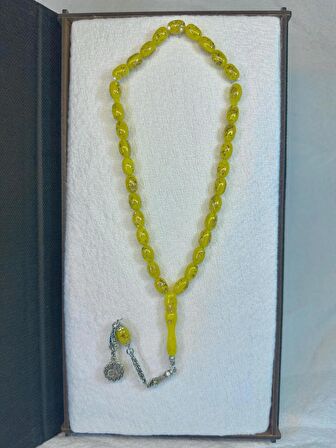 Altın Varaklı Tesbih Kapsül Kesim Sarı Renkli T-28