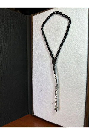 ONİKS TAŞI TESBİH BEYZİ KESİM 5MM X 9MM SİYAH RENKLİ T-282