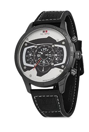 Ticarto T-3030-2 Gerçek Deri Kordon Çelik Kasa Erkek Kol Saati