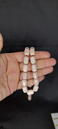 Çubuk Kehribar Tesbih Kapsül Kesim Beyaz Hamur İri Boy T-322