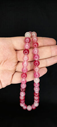 KEDİGÖZÜ TESBİH PEMBE RENKLİ KÜRE KESİM T-331
