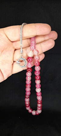 KEDİGÖZÜ TESBİH PEMBE RENKLİ KÜRE KESİM T-331