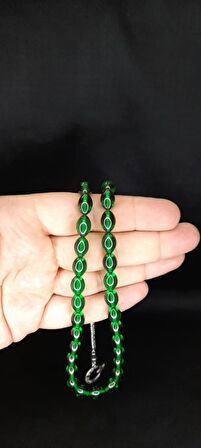 Çubuk Kehribar Tesbih Beyzi Kesim Yeşil Renk T-368