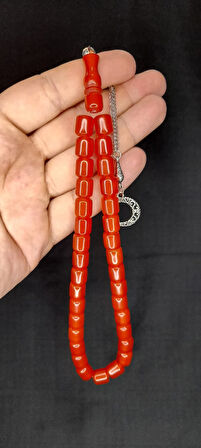 SIKMA ÇUBUK KEHRİBAR TESBİH TURUNCU RENK KAPSÜL KESİM T-397