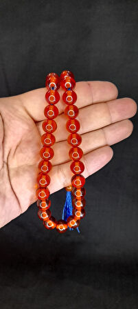 ÇUBUK KEHRİBAR TESBİH AÇIK TURUNCU KÜRE KESİM T-423