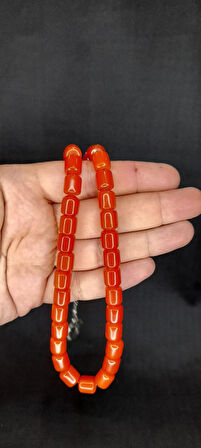 SIKMA ÇUBUK KEHRİBAR TESBİH TURUNCU RENK KAPSÜL KESİM T-433