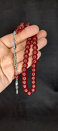 ÇUBUK KEHRİBAR TESBİH BASIK MODEL KAHVERENGİ T-436