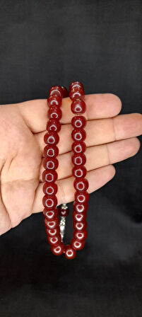 ÇUBUK KEHRİBAR TESBİH BASIK MODEL KAHVERENGİ T-436