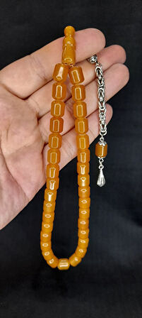 ÇUBUK KEHRİBAR TESBİH SARI RENK KAPSÜL KESİM T-440