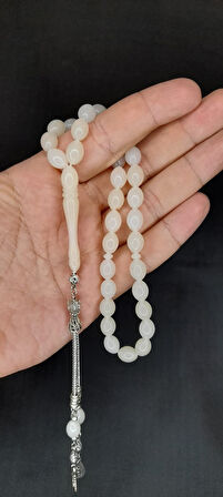 BUKALEMUN TESBİH BEYAZ/PEMBE BEYZİ KESİM TESBİH T-461