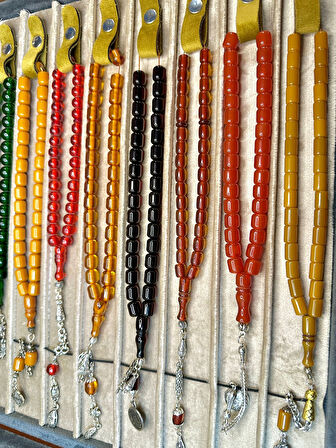 4 ADET KALİTELİ TOZ KEHRİBAR TESBİH KARIŞIK RENK VE MODEL T-470-1