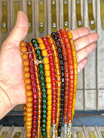 8 ADET KALİTELİ TOZ KEHRİBAR TESBİH KARIŞIK RENK VE MODEL T-470-5