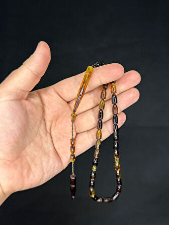 MERMİ KESİM SARI-SİYAH RENK PLASTİK TESBİH 4 ADET SET T-481-3