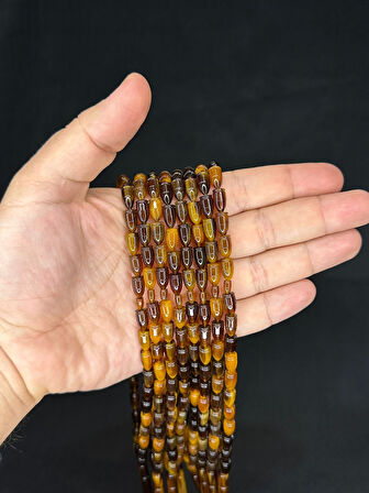 MERMİ KESİM KAHVERENGİ RENK PLASTİK TESBİH 8 ADET SET T-484-8