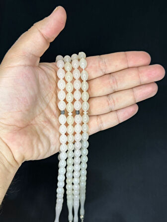 4 ADET BUKALEMUN TESBİH BEYAZ / PEMBE BEYZİ KESİM TESBİH T-502-4