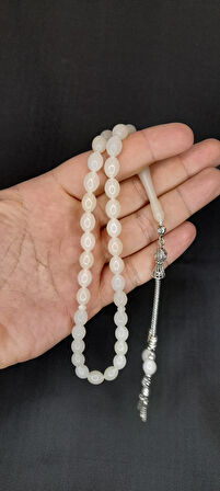 8 ADET BUKALEMUN TESBİH BEYAZ / PEMBE BEYZİ KESİM TESBİH T-502-8