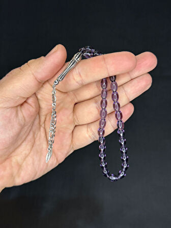 8 ADET CAM TESBİH TEK TEK HEDİYE KUTUSUNDA EFLATUN RENK T-510-8