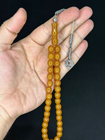 4 ADET ÇUBUK KEHRİBAR TESBİH SARI RENK KAPSÜL KESİM T-513-4